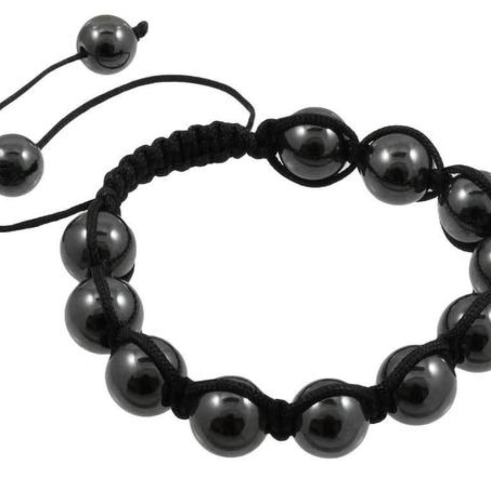 Beaded Shamballa Bracelet - Black and Dark Gray